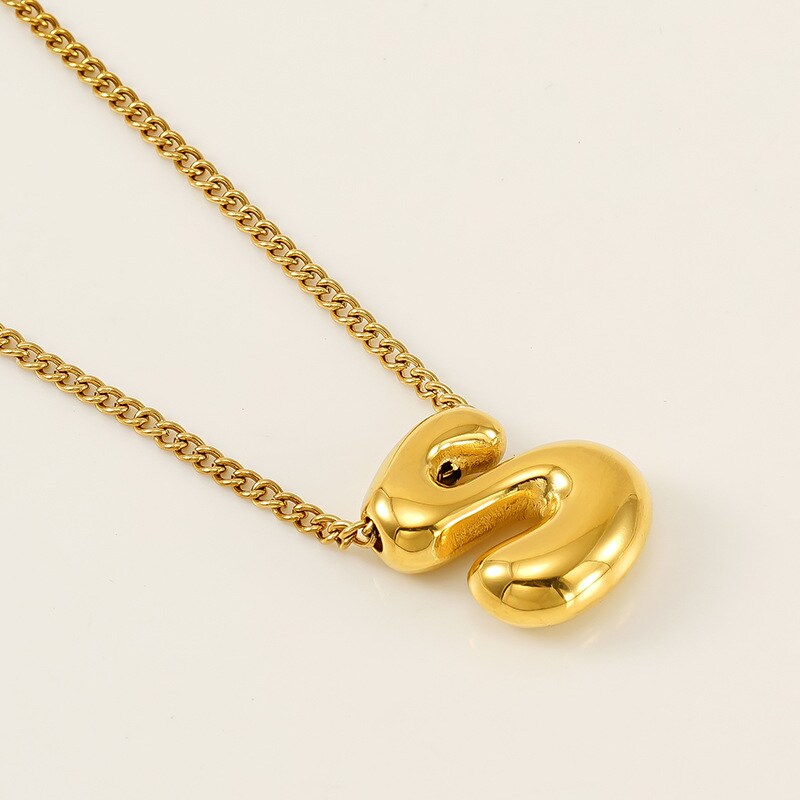 Gold color / 1 Piece Simple Series Daily Letter S Titanium Steel 18K Gold Plated Unisex Pendant Necklaces Picture19